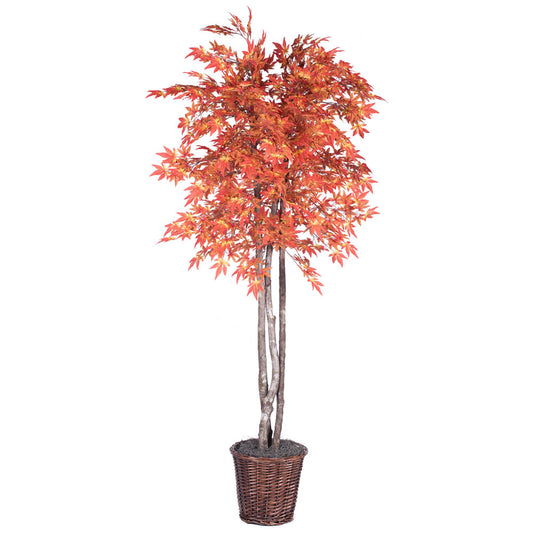 Vickerman 6' Artificial Orange Maple Deluxe Rattan Basket