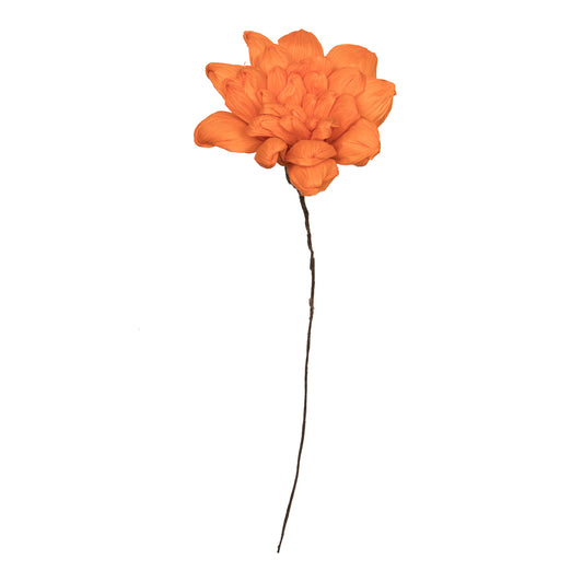 Vickerman Natural Botanicals 6" Orange Maize Dahlia on 18" wire stem- 6 stem/bag. Dried and preserved.