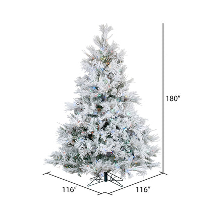 Vickerman 15' Flocked Alberta Artificial Christmas Tree Multi-colored LED Lights.