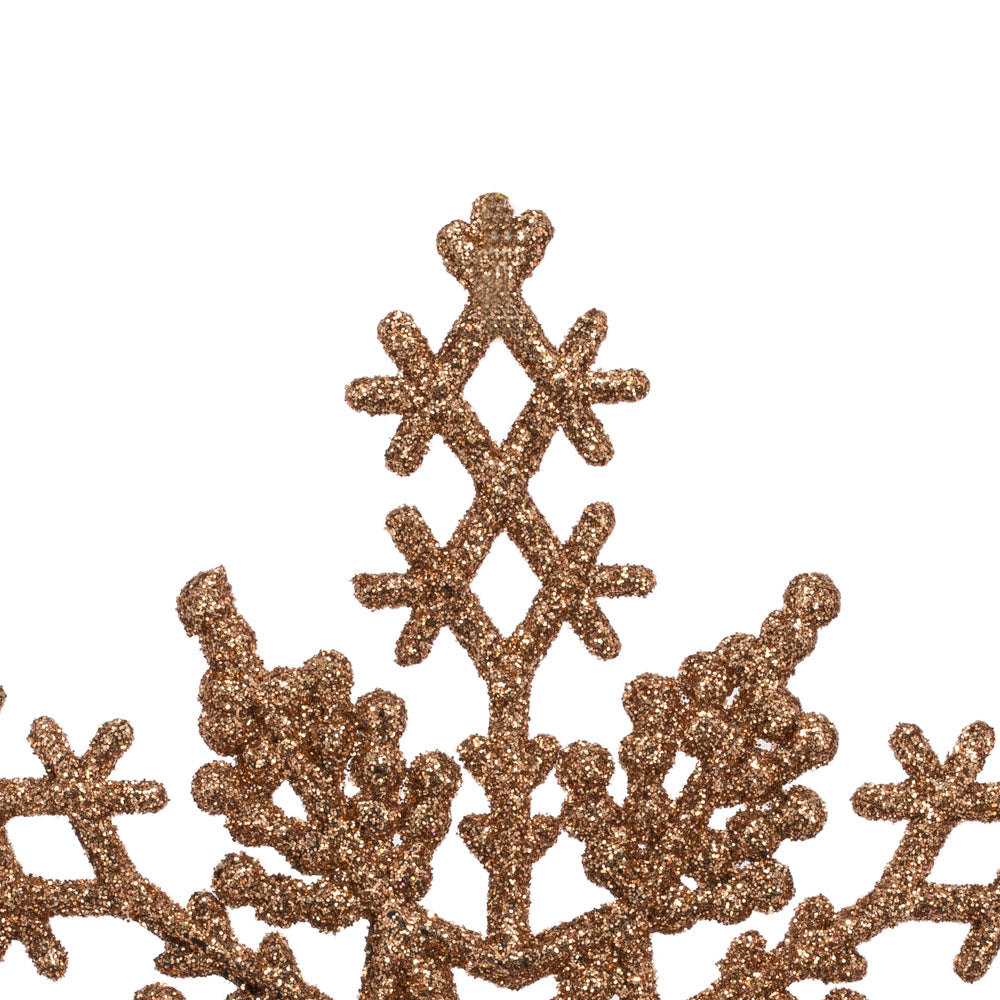 Vickerman 6.25" Rose Gold Glitter Snowflake Christmas Ornament 12 per Box