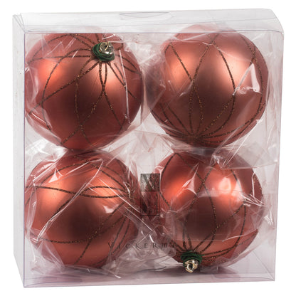 Vickerman 4" Coral Matte and Glitter Swirl Ball Ornament 4 per Box
