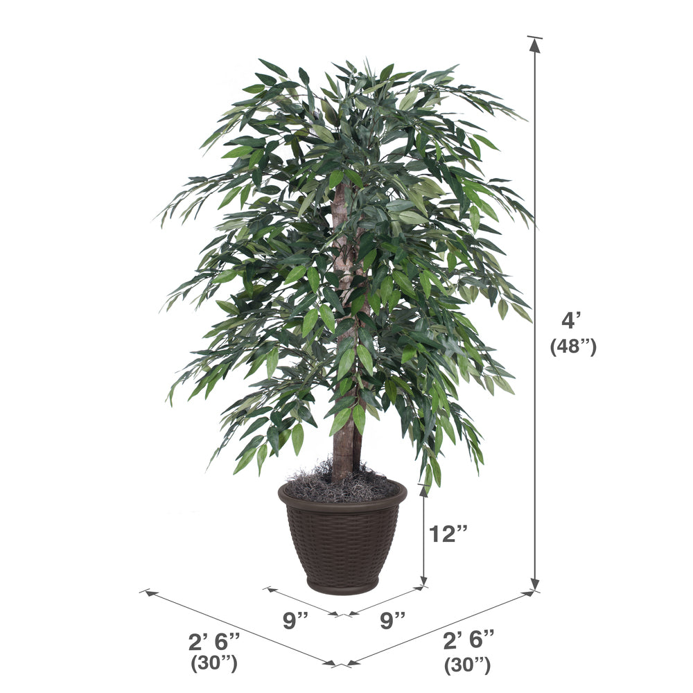 Vickerman 4' Artificial Green Smilax Bush Brown Plastic Container.