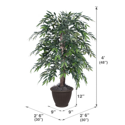 Vickerman 4' Artificial Green Smilax Bush Brown Plastic Container.