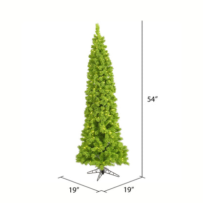 Vickerman 4.5' Flocked Lime Pencil Fir Artificial Christmas Tree Lime Dura-lit LED Lights