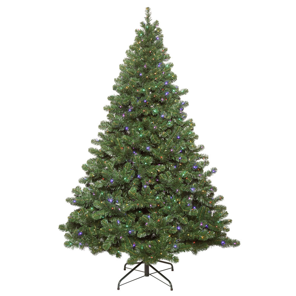 Vickerman 4.5' Oregon Fir Artificial Christmas Tree Wide Angle Single Mold Multi-Colored LED Lights