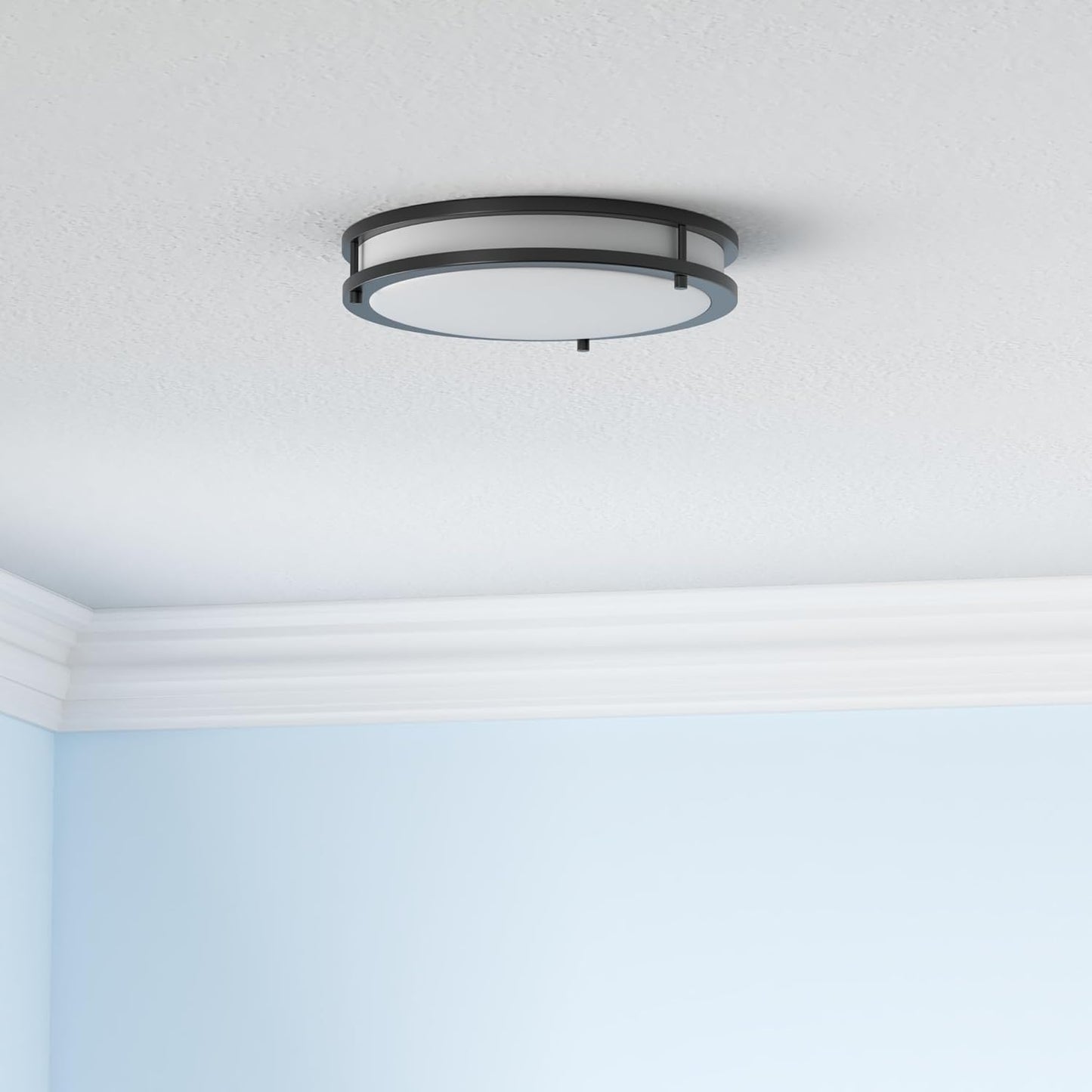 ASD LED Double Ring Flushmount 12" 20W 120V CCT Selectable 3000/4000/5000K Dimmable Black ETL Energy Star