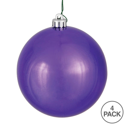 Vickerman 4.75" Plum Shiny Ball Ornament 4 per Bag