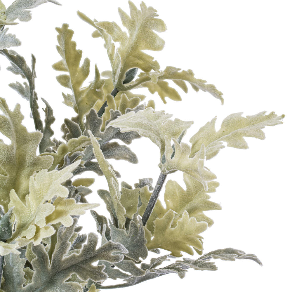 Vickerman 16" Artificial Green Flocked Dusty Miller Bush Set of 2