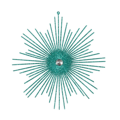 Vickerman 6.5" Teal Snowflake Burst Glitter Christmas Ornament 6 per Bag