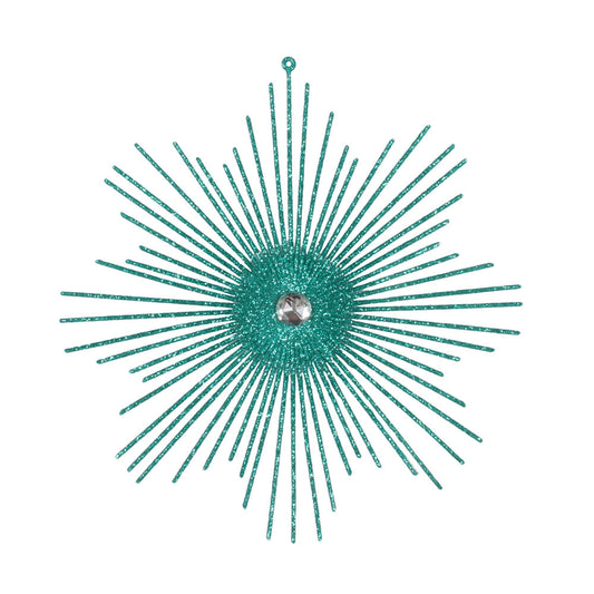 Vickerman 6.5" Teal Snowflake Burst Glitter Christmas Ornament 6 per Bag
