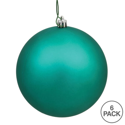 Vickerman 4" Teal Matte Ball Ornament 6 per Bag