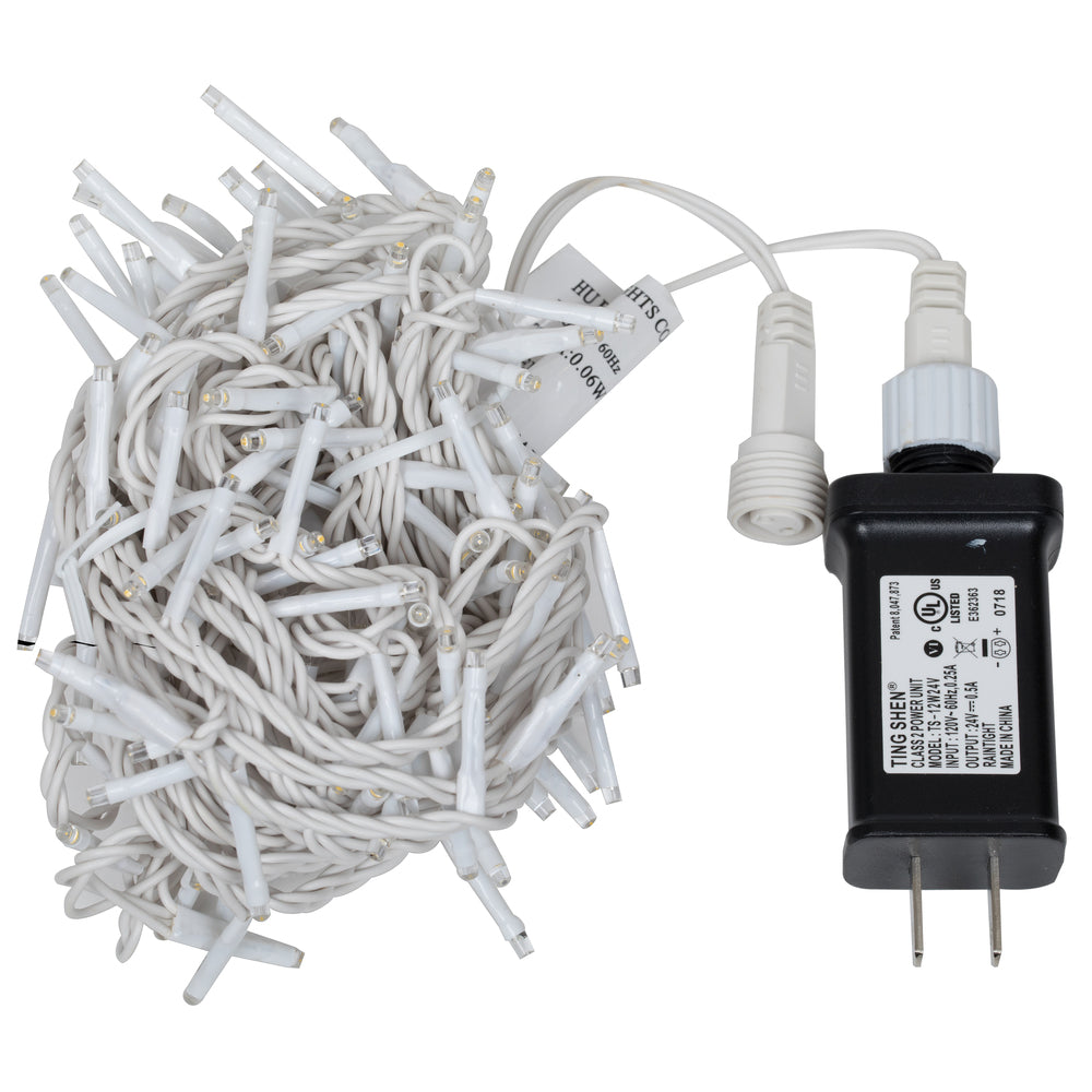 Vickerman 144 Warm White LED Cluster Light Set 24' Christmas Light Set White Wire