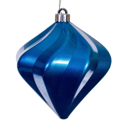 Vickerman 6" Blue Swirl Diamond UV Candy Christmas Ornament Set of 3