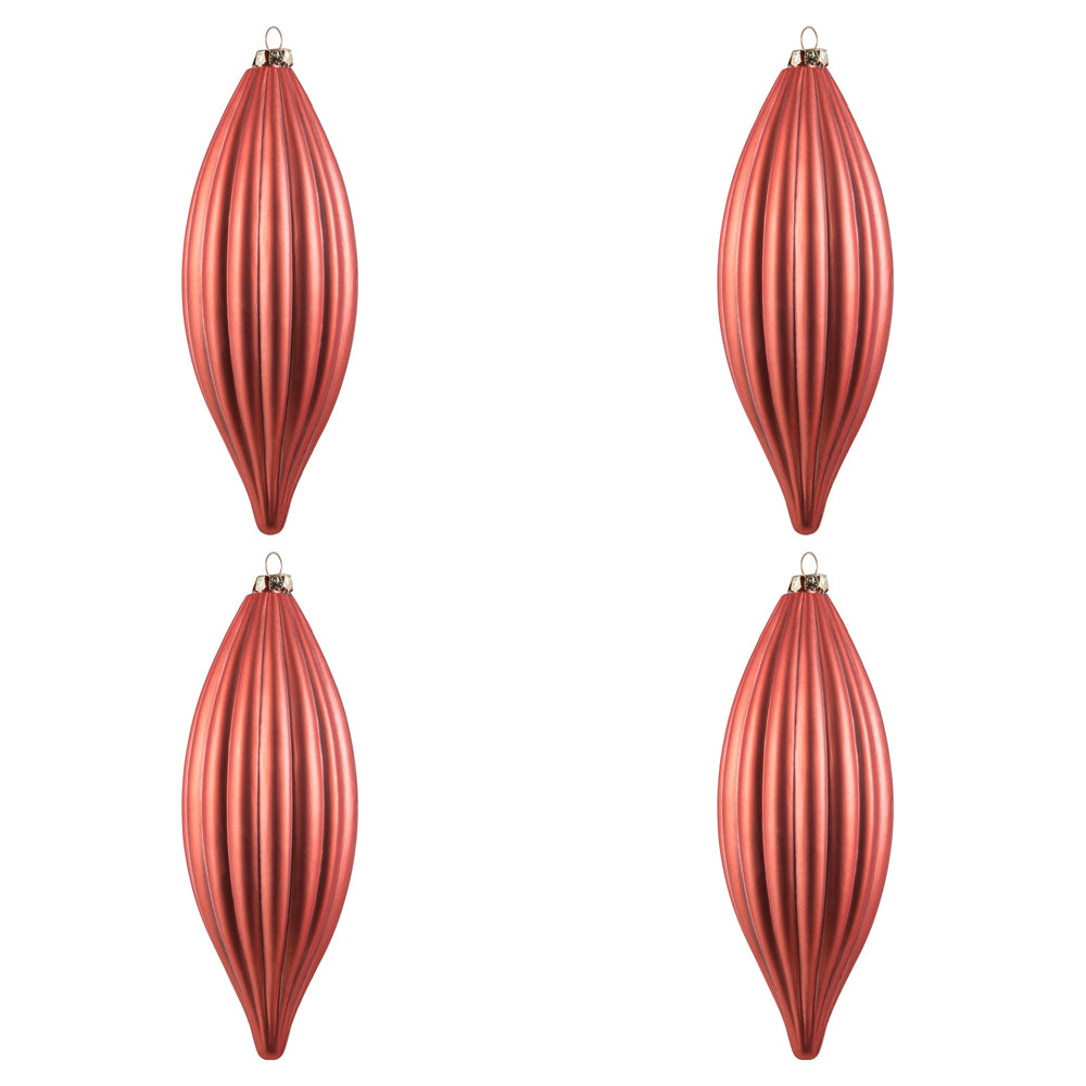 Vickerman 8" Coral Matte Line Finial Ornament Pack of 4