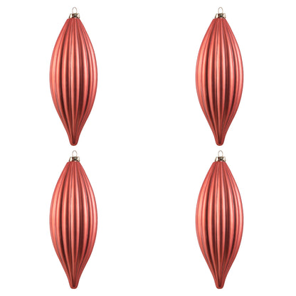 Vickerman 8" Coral Matte Line Finial Ornament Pack of 4