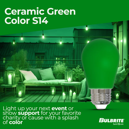 Bulbrite 776153 25-Watt Equivalent Ceramic Green Color S14 Weatherproof Outdoor E26 Medium Base LED Light Bulb