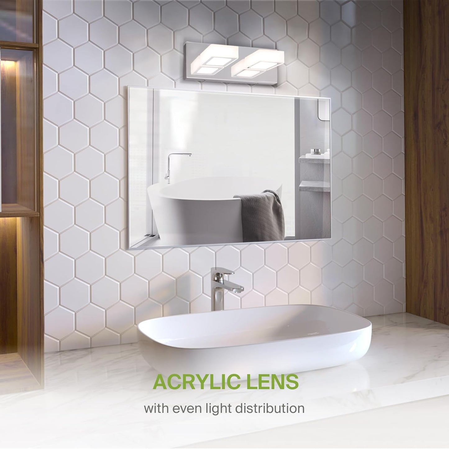 ASD Lighting LED Vanity 2-light 12W 120V with rotatable heads CCT Selectable 2700/3000/4000/5000/6000K Dimmable Chrome ETL
