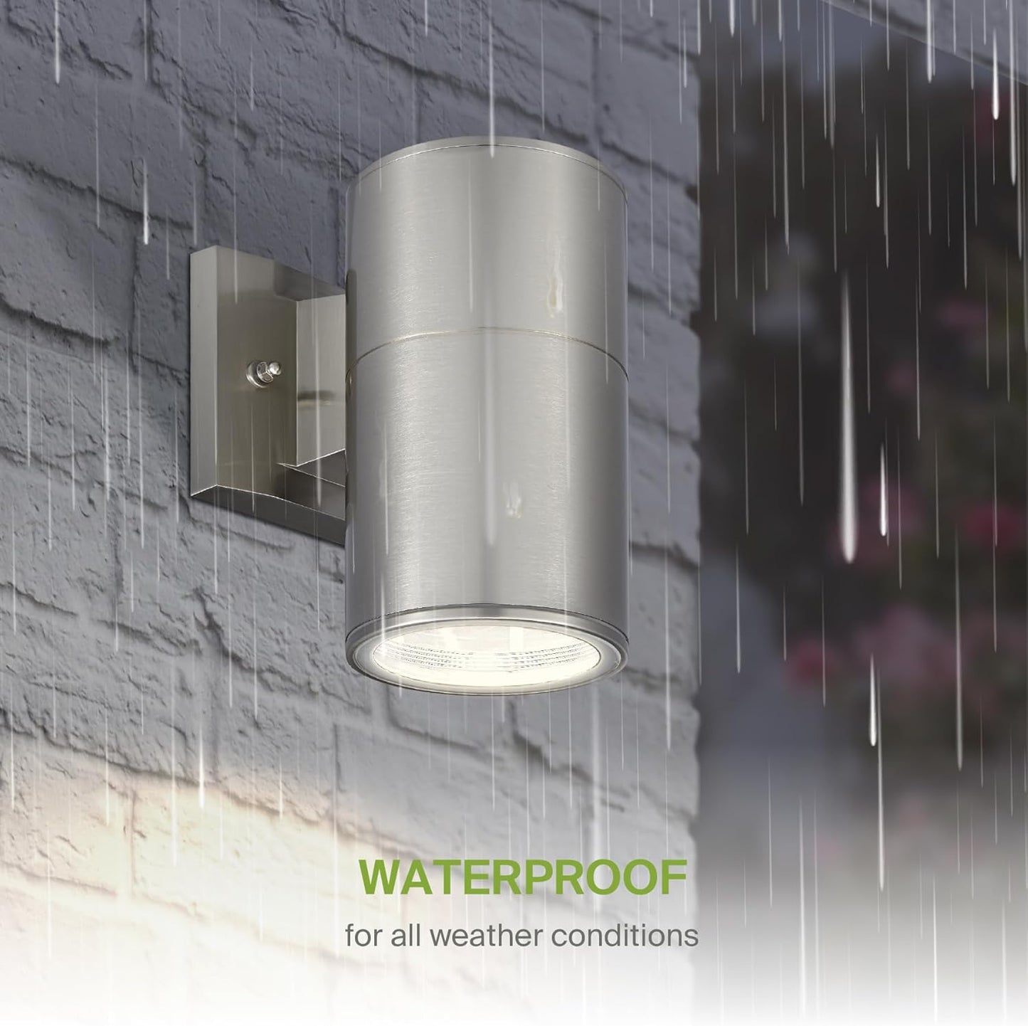 ASD Lighting BULB Round Outdoor Wall Cylinder, Up Or Downlight Fixture, 120V, 6.38Wide, 50°, 60W Max, Stainless Steel Finish