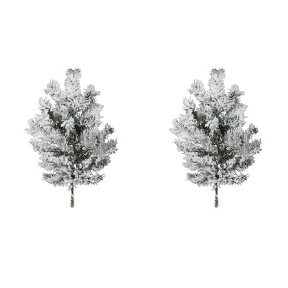 Vickerman 24" Flocked Alaskan Pine Artificial Christmas Spray. Includes 2 sprays per pack.