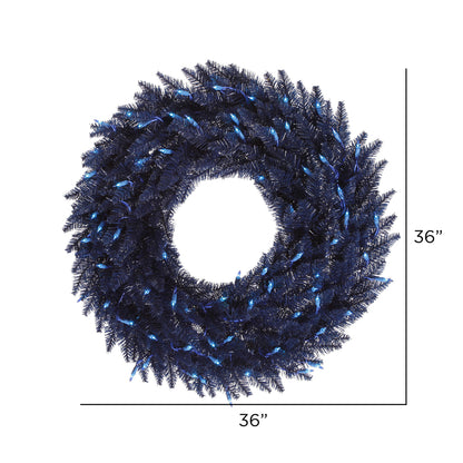 Vickerman 36" Navy Blue Fir Artificial Christmas Wreath Blue Dura-Lit LED lights.