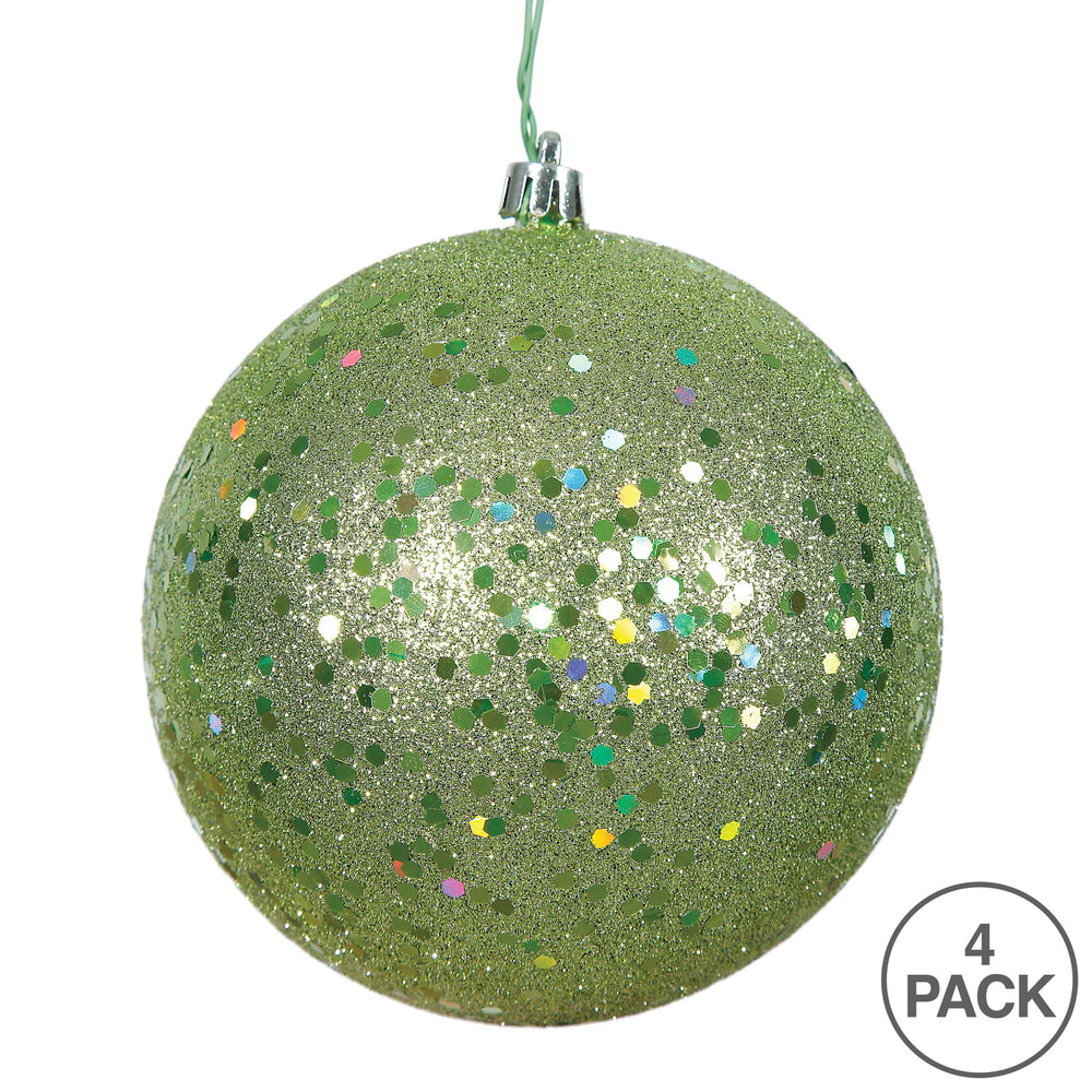 Vickerman 6" Celadon Sequin Ball Ornament 4 per Bag
