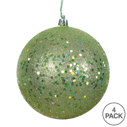 Vickerman 6" Celadon Sequin Ball Ornament 4 per Bag