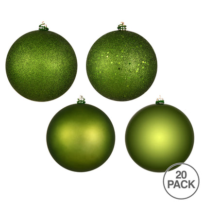 Vickerman 2.75" Juniper Green 4-Finish Ball Ornament Assortment 20 per Box