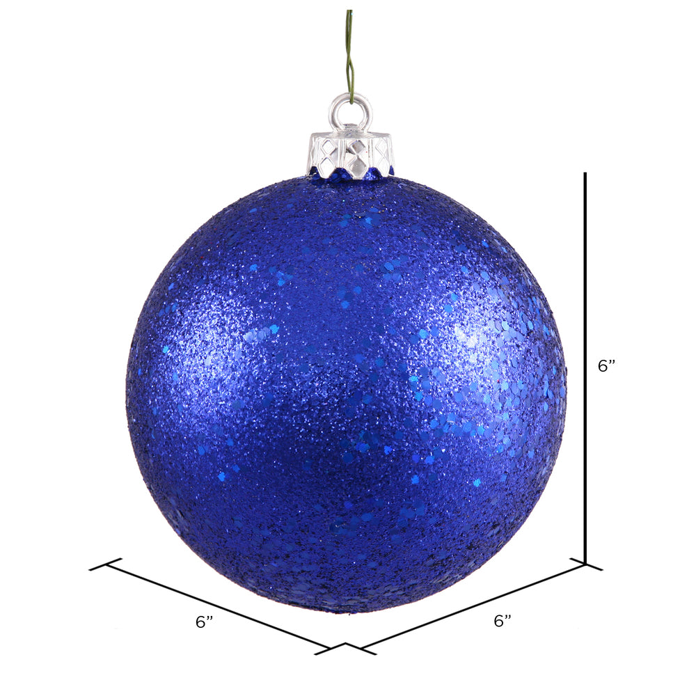 Vickerman 6" Cobalt Sequin Ball Ornament 4 per Bag