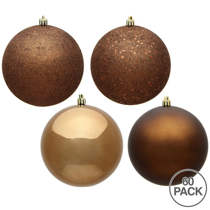 Vickerman 2.4" Mocha 4-Finish Ball Ornament Assortment 60 per Box