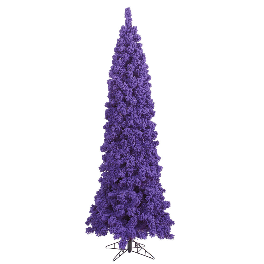Vickerman 9' Flocked Purple Pencil Fir Artificial Christmas Tree Unlit