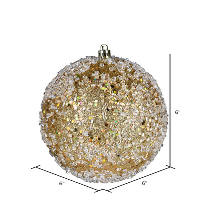 Vickerman 6" Gold Glitter Hail Ball Ornament 4 per Bag