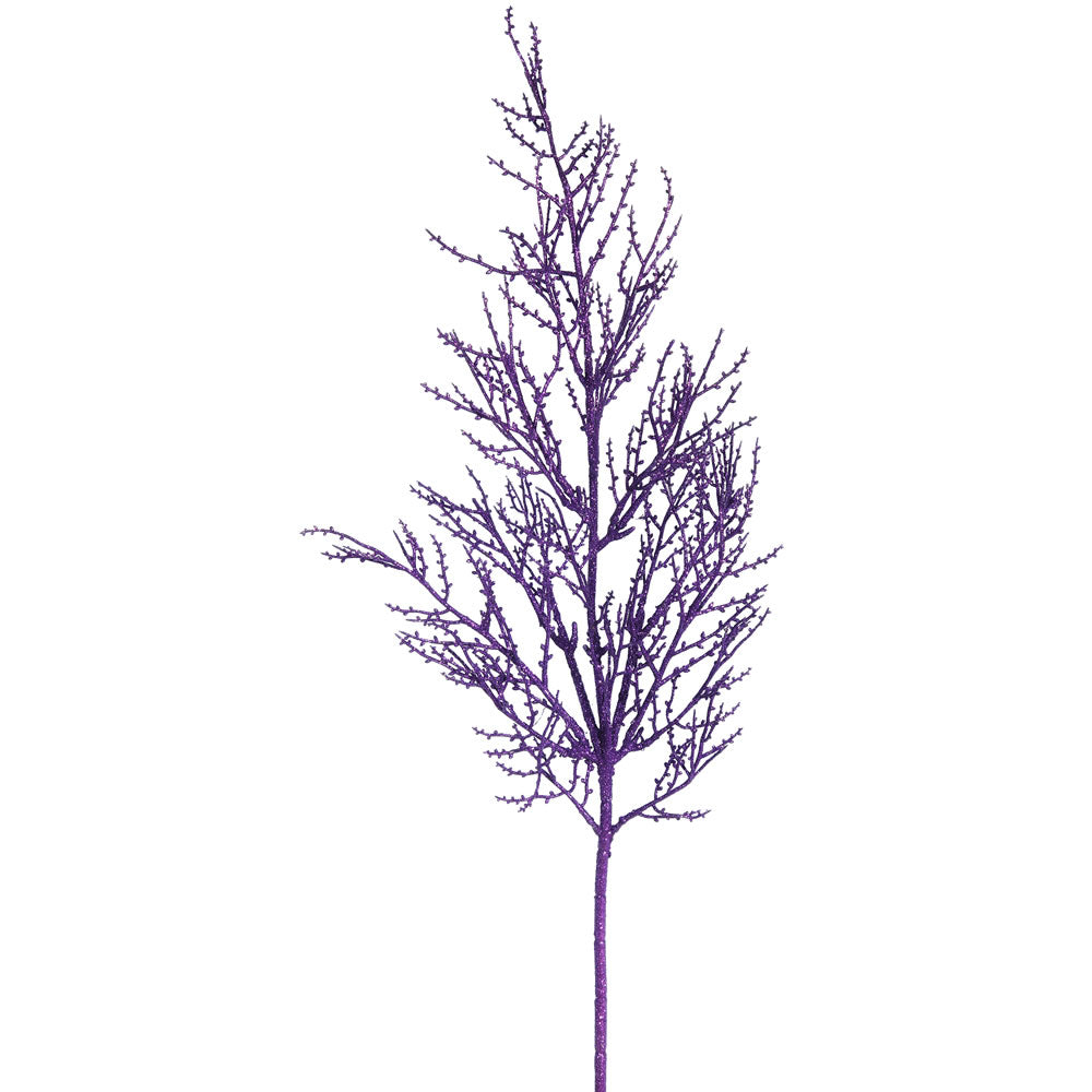 Vickerman 28" Purple Onoclea Glitter Wild Huck Artificial Christmas Spray. Includes 6 sprays per pack.