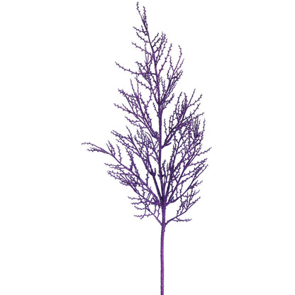 Vickerman 28" Purple Onoclea Glitter Wild Huck Artificial Christmas Spray. Includes 6 sprays per pack.