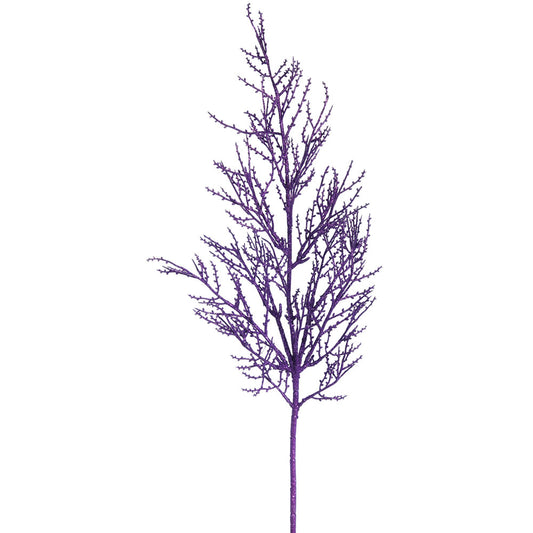 Vickerman 28" Purple Onoclea Glitter Wild Huck Artificial Christmas Spray. Includes 6 sprays per pack.