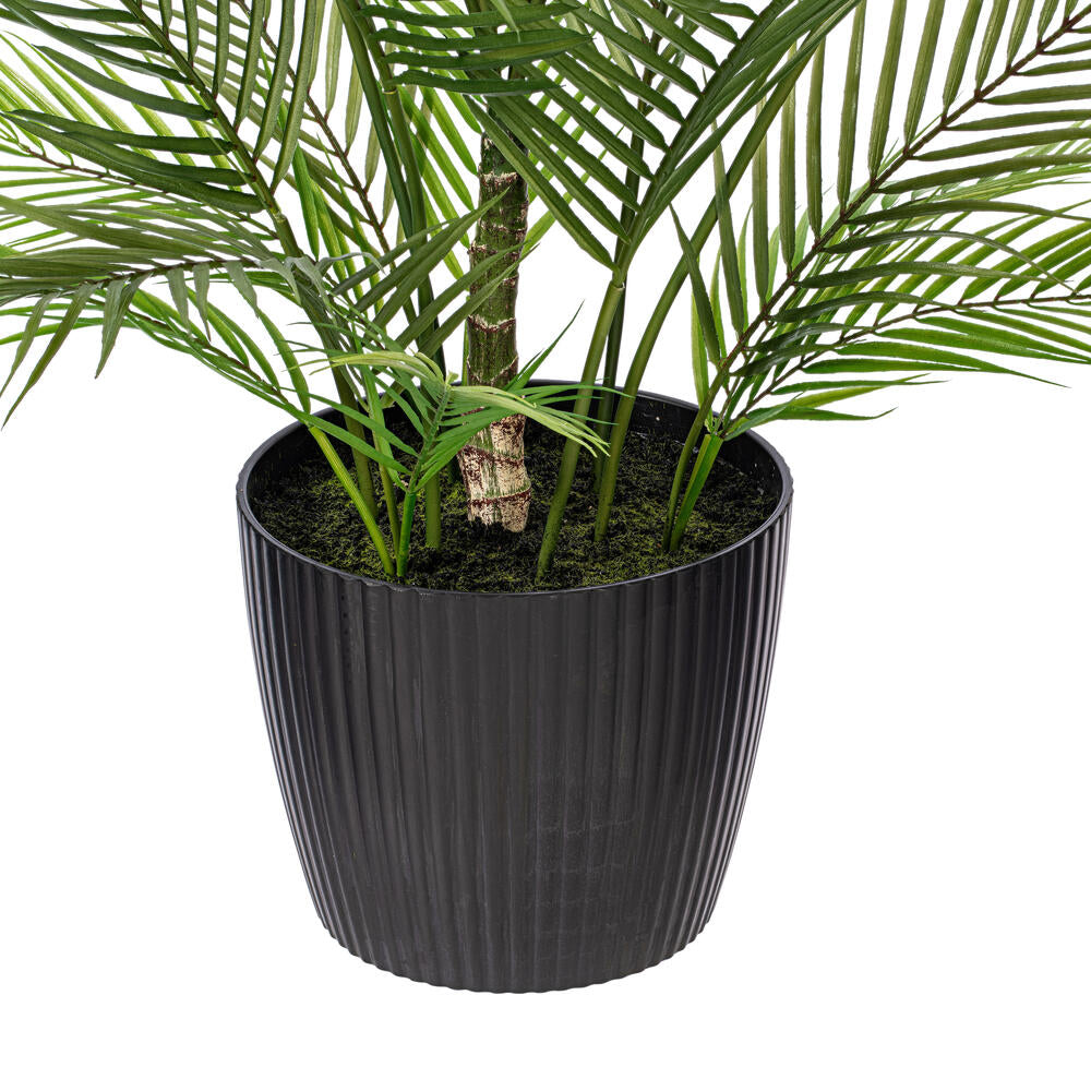 Vickerman 50" Green Areca Palm Plant. This is an artificial plant in a black plastic pot.
