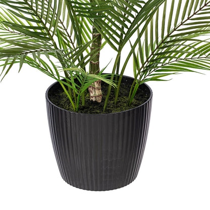 Vickerman 50" Green Areca Palm Plant. This is an artificial plant in a black plastic pot.