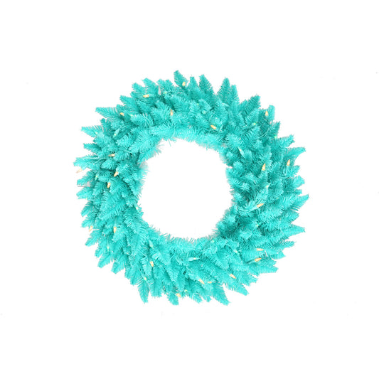 Vickerman 48" Aqua Fir Artificial Christmas Wreath Aqua Dura-Lit LED lights.