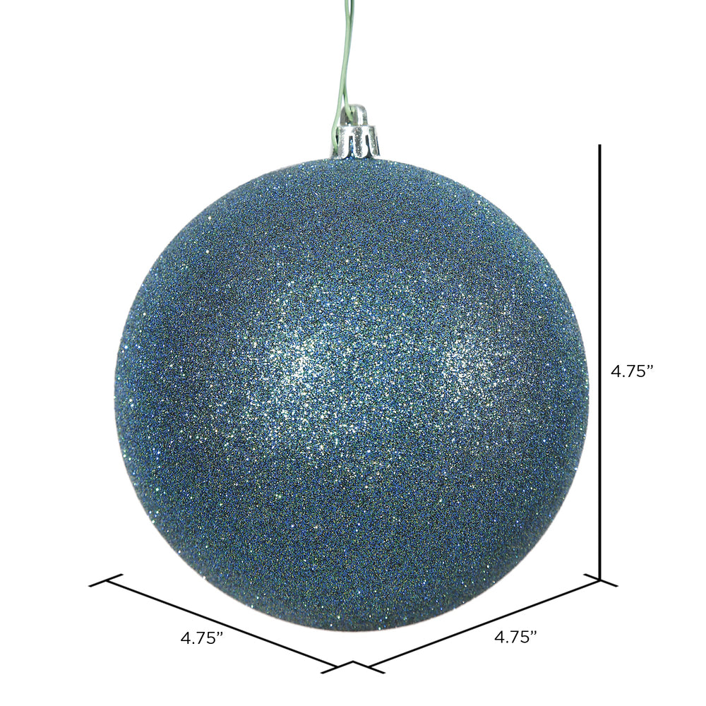 Vickerman 4.75" Sea Blue Glitter Ball Ornament 4 per Bag