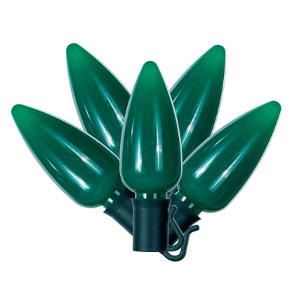 Vickerman 25 Green Ceramic C9 LED Light on Green 22AWG Wire 25'.