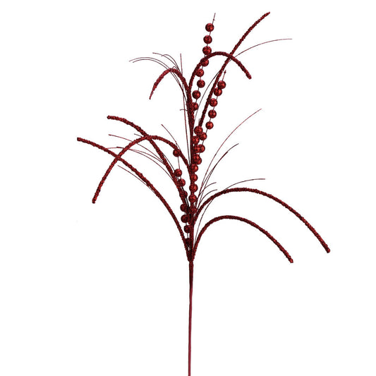 Vickerman 29" Burgundy Glitter Harvest Artificial Christmas Spray. Includes 6 sprays per pack.