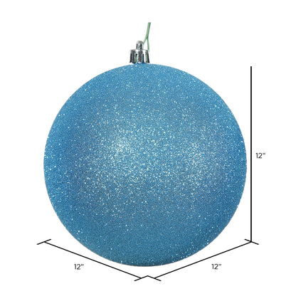 Vickerman 12" Turquoise Glitter Ball Ornament