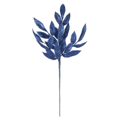 Vickerman 22" Midnight Blue Glitter BayLeaf Artificial Spray 12 per Bag.