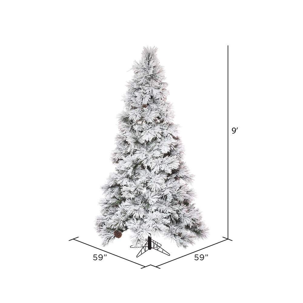 Vickerman 9' x 59" Flocked Atka Slim Artificial Christmas Tree Unlit