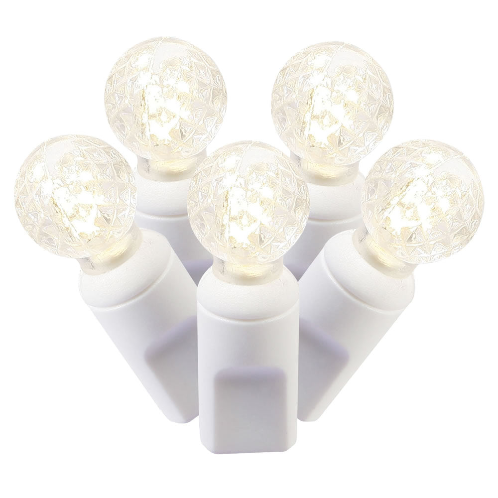 Vickerman 50 Warm White G12 LED Light on White Wire 25' Christmas Single Mold Light Strand
