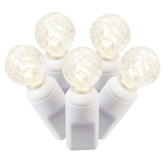 Vickerman 50 Warm White G12 LED Light on White Wire 25' Christmas Single Mold Light Strand