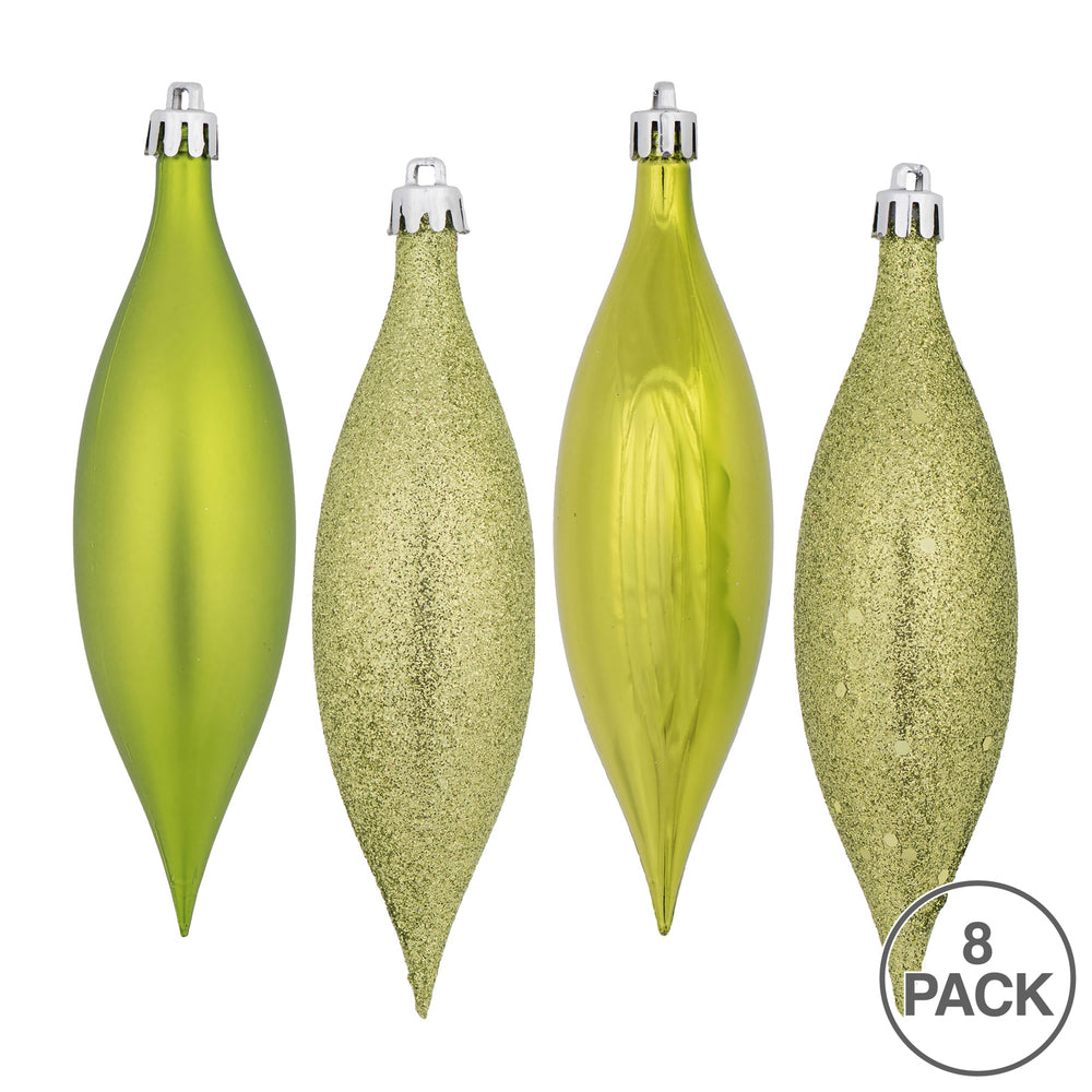 Vickerman 5.5" Lime Finial Drop Christmas Ornament Assorted 4 Finish 8 per Pack