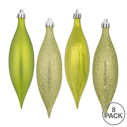 Vickerman 5.5" Lime Finial Drop Christmas Ornament Assorted 4 Finish 8 per Pack