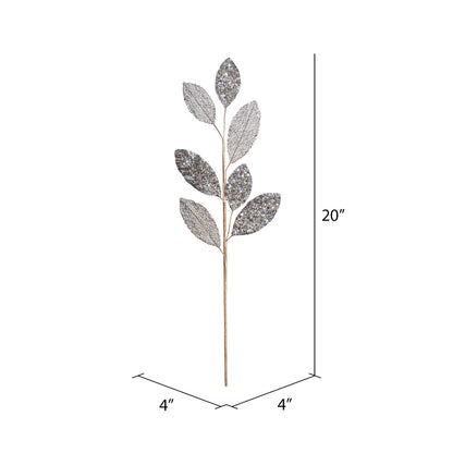 Vickerman 20" Silver Mesh Apple Leaf Artificial Christmas Spray. Includes 3 sprays per pack.