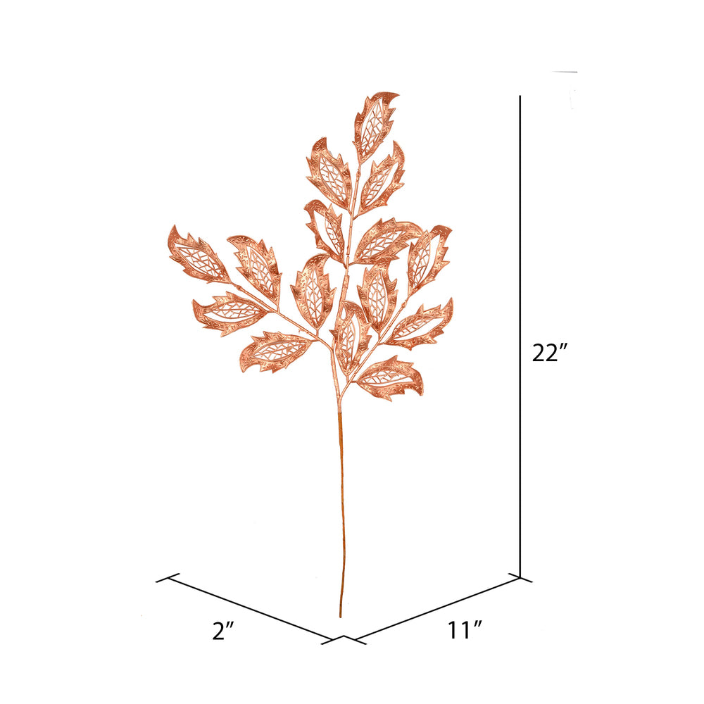 Vickerman 22" Copper Matte Mistletoe Leaf Artificial Christmas Spray. Includes 12 sprays per pack.