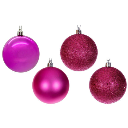 Vickerman 3" Hot Pink 4-Finish Ball Ornament Set 16 per box.